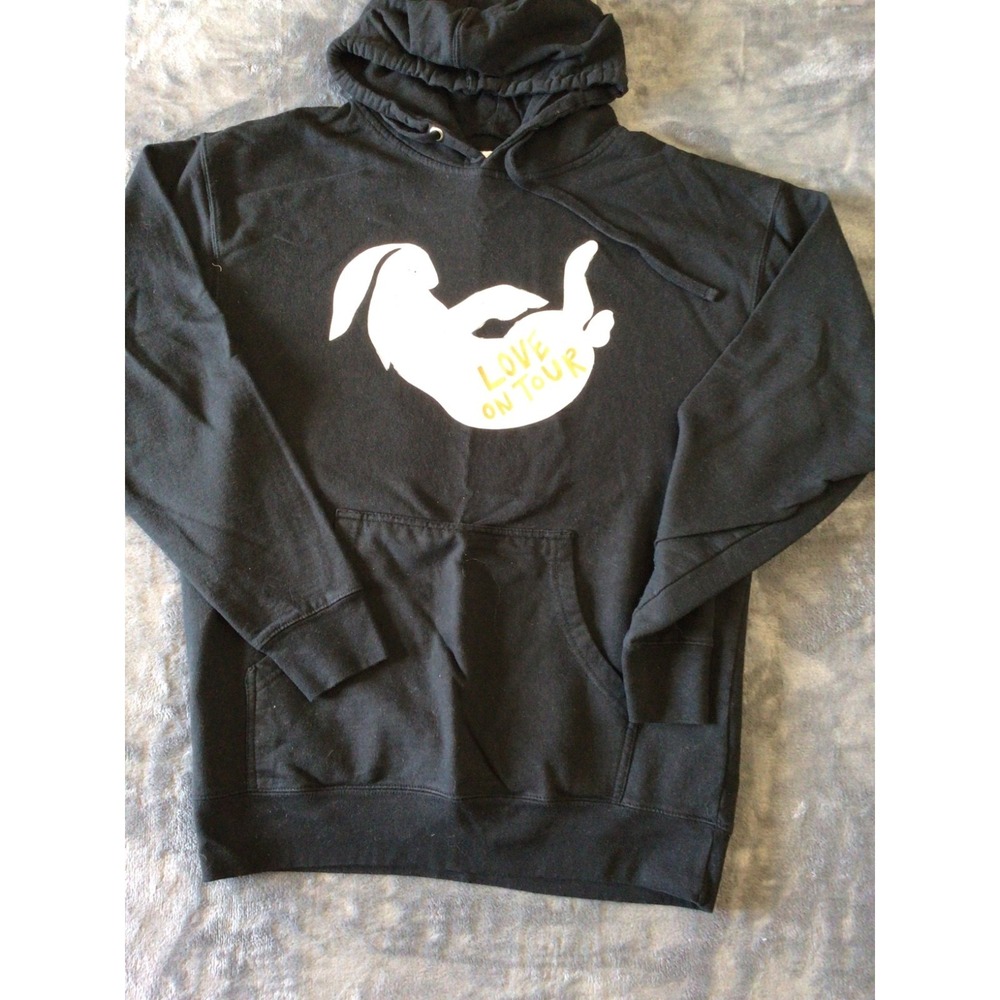 Harry Styles Hooded Sweatshirt Hoodie Size L "Love On Tour" Bunny Black Cotton